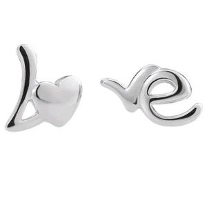 .925 Sterling Silver Stud Love Earrings